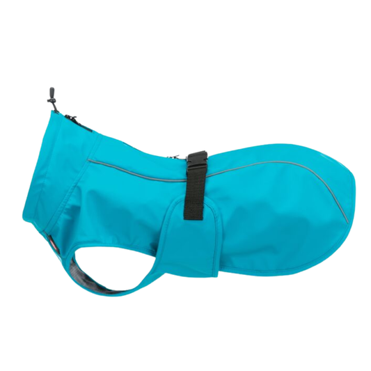 Trixie Regenjas Vimy turquoise – water- en winddichte hondenjas met verstelbare pasvorm en opening voor tuigje