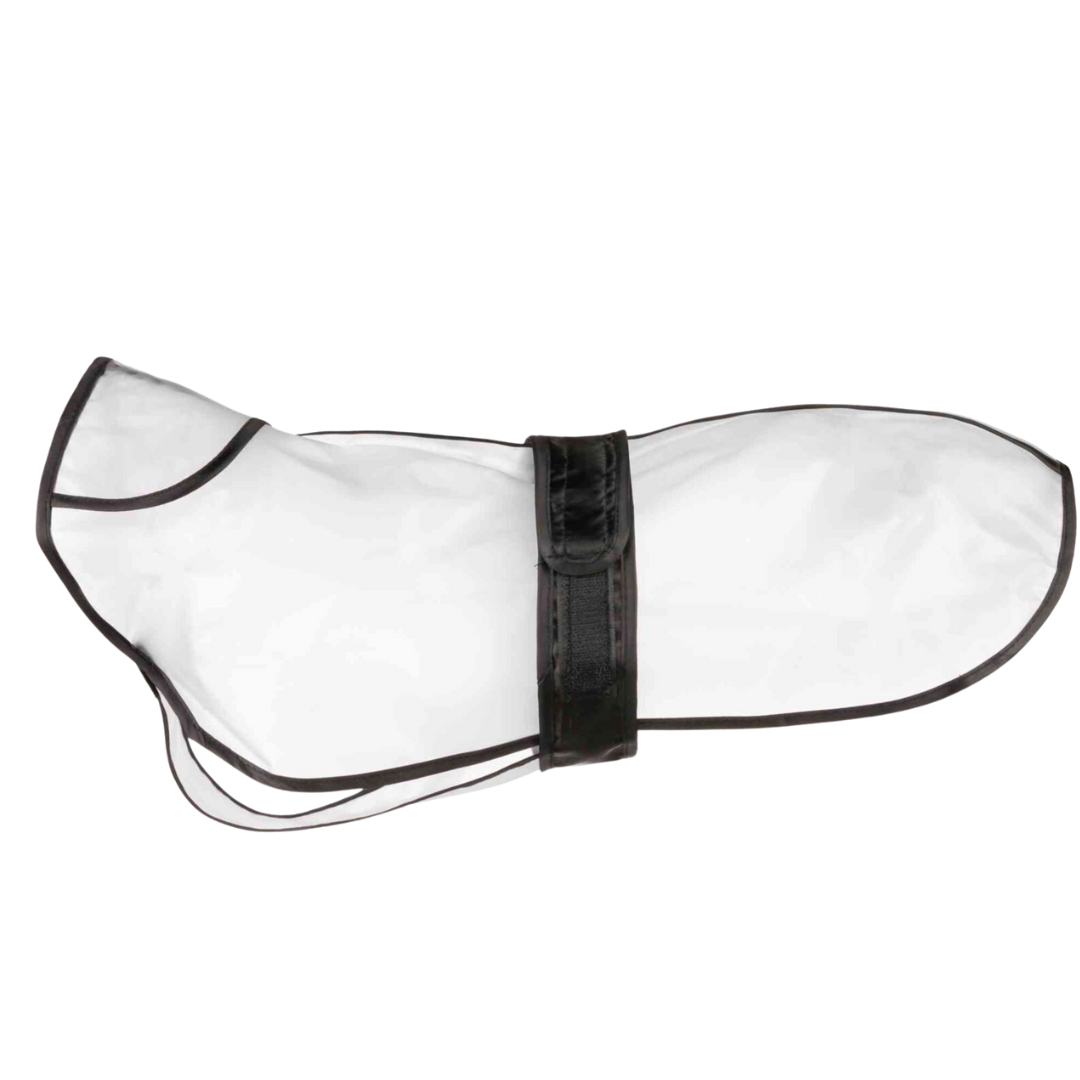 Trixie Hondenregenjas Tarbes transparant/zwart – waterafstotende hondenregenjas met reflecterende pootafdruk en klittenbandsluiting