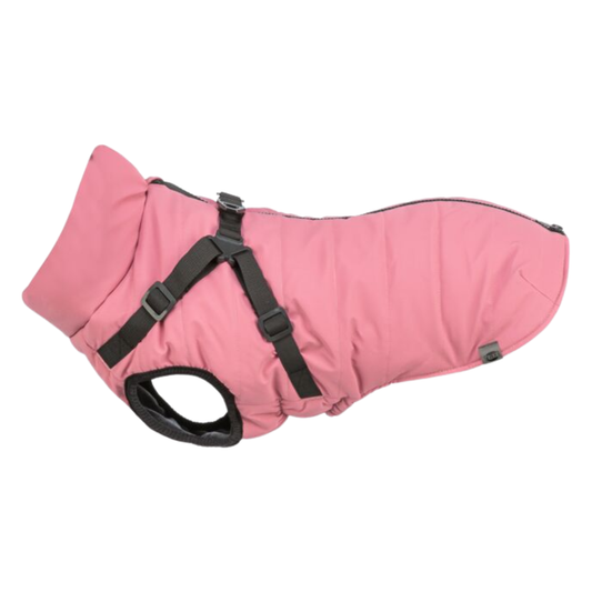 Trixie Span Pontis Winterjas met Tuig – roze hondenjas met geïntegreerd tuig, warme voering en verstelbare pasvorm