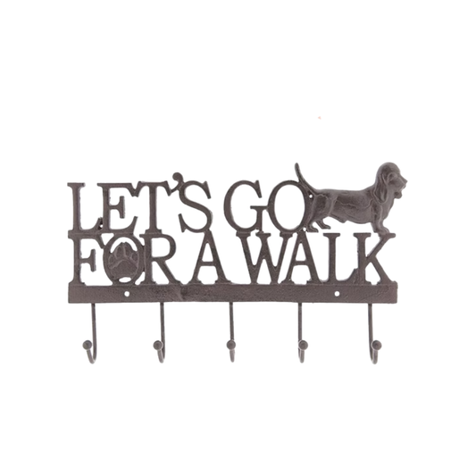 Clayre & Eef kapstok Let’s Go for a Walk – ijzeren wandkapstok 34x4x20 cm voor jassen en hondenriemen