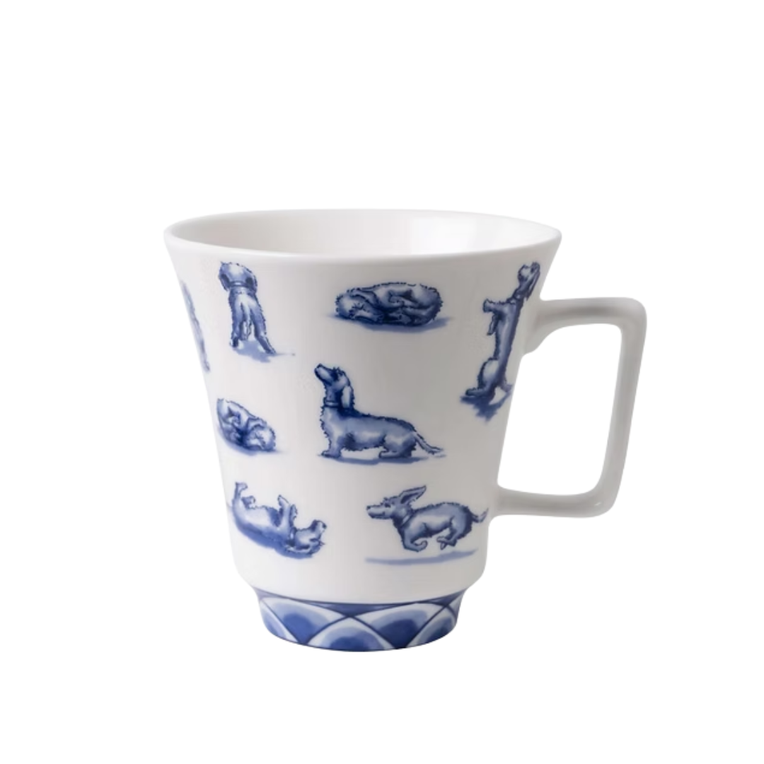Heinen Delfts Blauw theemok Teckel Nhaan 350 ml – porseleinen mok met Delfts blauwe teckelprint