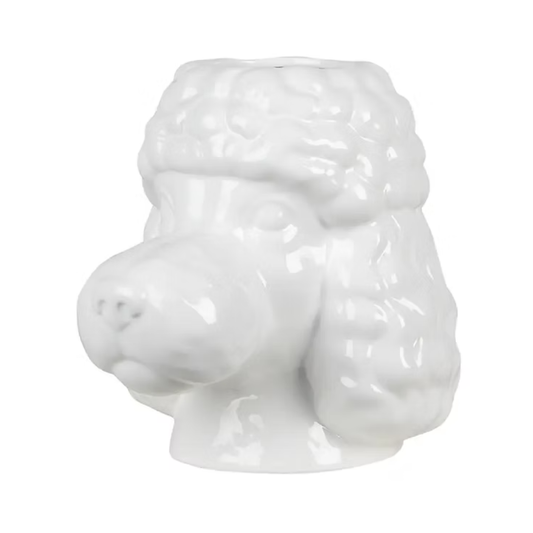 Clayre & Eef witte porseleinen plantenbak poedel – bloempot 18x18x19 cm