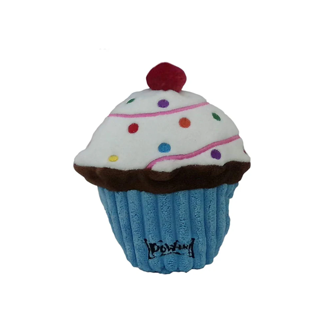 Lulubelles Power Plush Pupcake blauw – duurzaam pluche hondenspeeltje met pieper en crinkle
