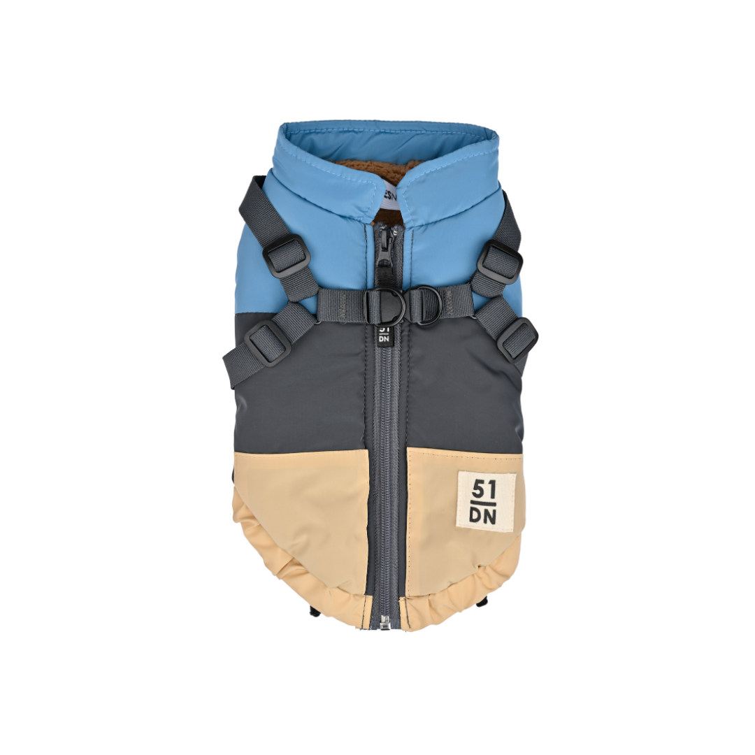 51 Degrees North Color Block Harnas – Warme hondenjas (Teckel proof)