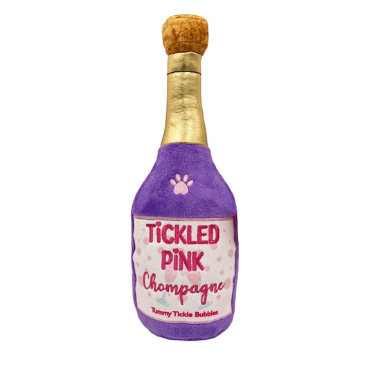 Lulubelles Power Plush Tickled Pink Chompagne Large 27 cm – paars pluche hondenspeeltje met pieper