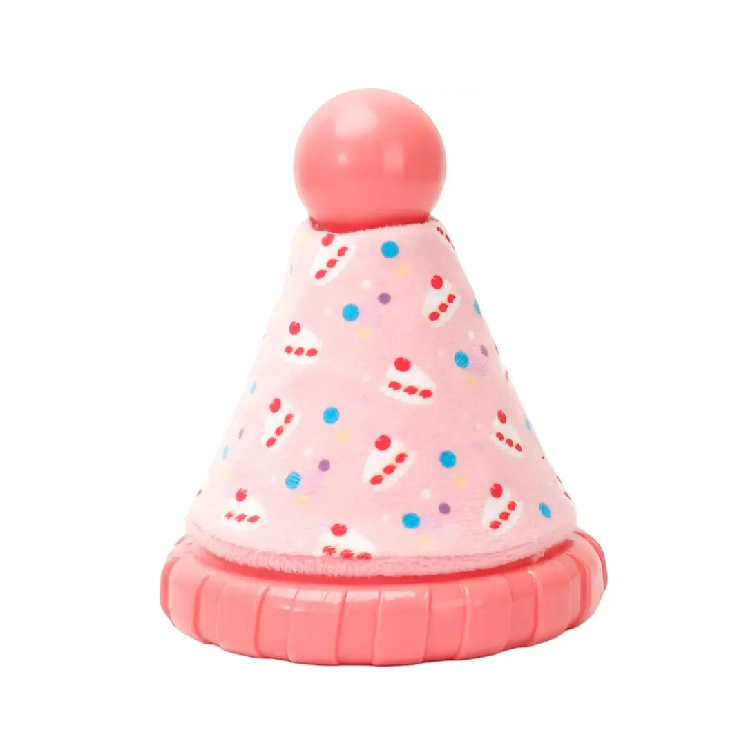 HugSmart Yappy Birthday Pink Party Hat – 2-in-1 Hondenspeeltje van Rubber met Knisper Pluche