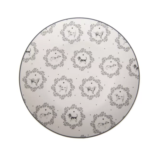 Clayre & Eef dinerbord wit grijs Ø20 cm van porselein