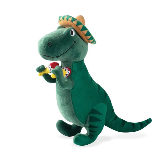 PetShop by Fringe Studio Cha-Cha T-Mex Rex pluche hondenspeeltje – dino met pieper – formaat 29x22 cm