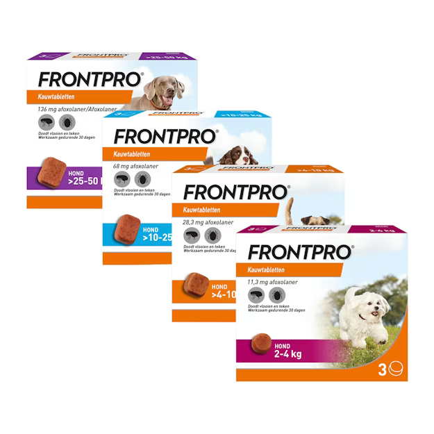 FRONTPRO Kauwtabletten voor hond tegen vlooien en teken