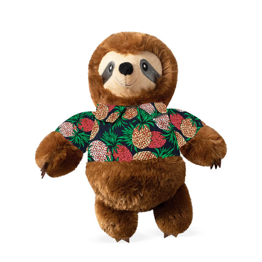 Fringe Studio Vacay Vibes Sloth pluche hondenspeeltje met pieper – luiaard knuffeltoy 9x10 inch