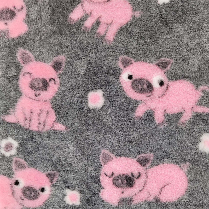 Vetbed Varkens – Roze met grijs & Ultrazacht comfort