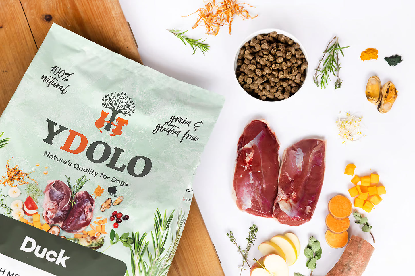 YDOLO Healthy & Pure Duck – Semi-Moist Drooghondenvoer (2,5 kg & 10 kg)