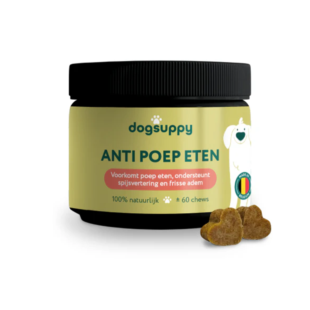 DogSuppy Anti Poep Eten – Chewies voor Honden (60 stuks) | Ondersteunt Darmflora & Helpt Coprofagie Verminderen