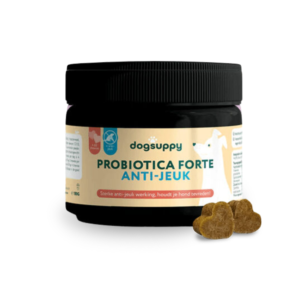DogSuppy Probiotica Forte Anti-Jeuk – Supplement voor Honden bij Jeuk, Pootlikken & Allergieën (60 Chewies)