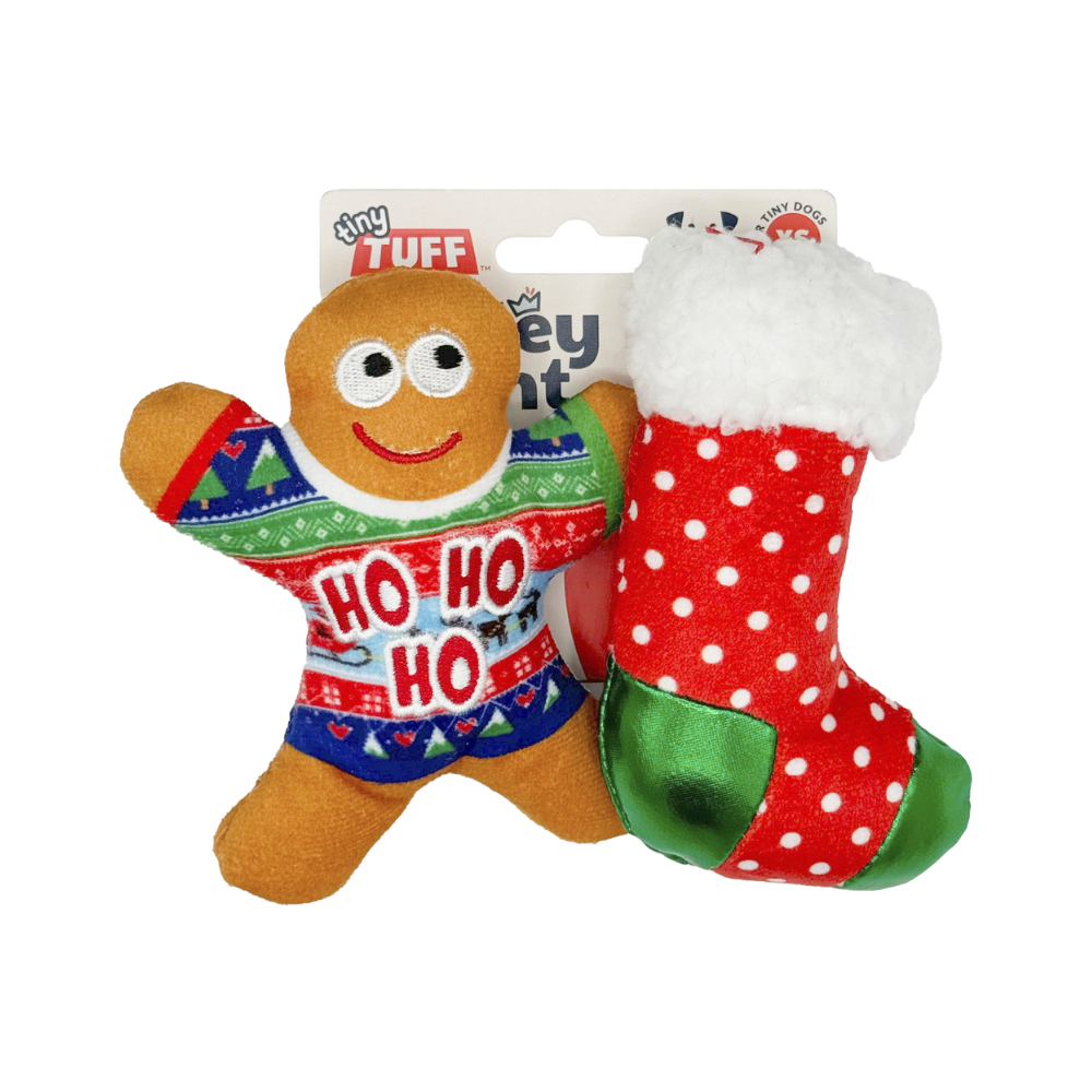 Lulubelles Tiny Tuff Ugly Sweater Party – Kerstspeelgoed Hond (2 stuks)