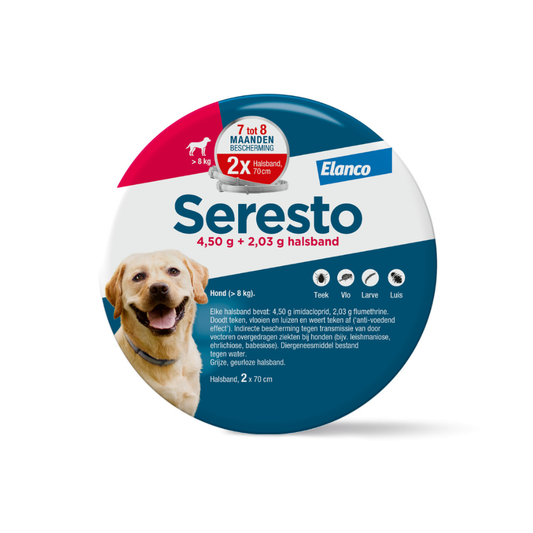 Seresto Vlooien- en Tekenband voor >8 kg Hond – 8 Maanden Bescherming