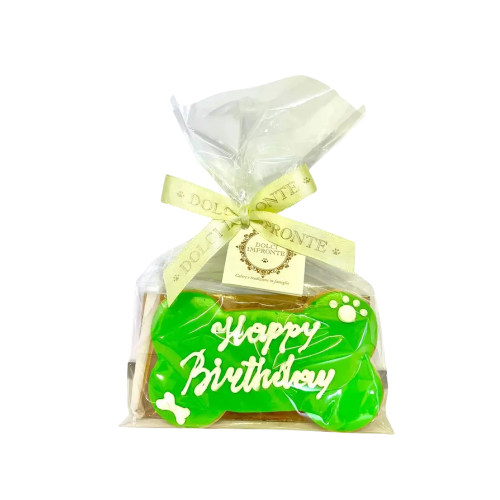 Dolci Impronte Birthday Bone Groen – Verjaardagskoek Hond 85 g inclusief kaarsje