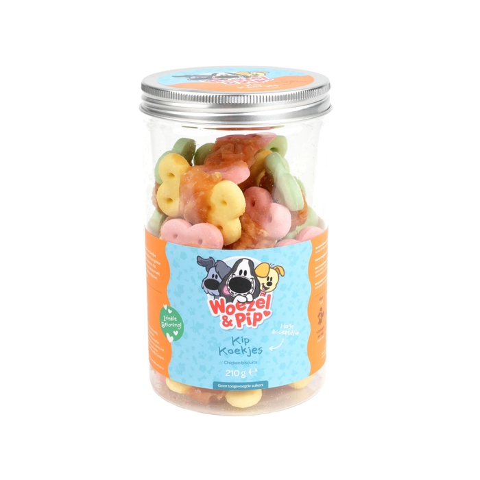 Woezel & Pip Kipkoekjes voor Honden – Pot 210 g