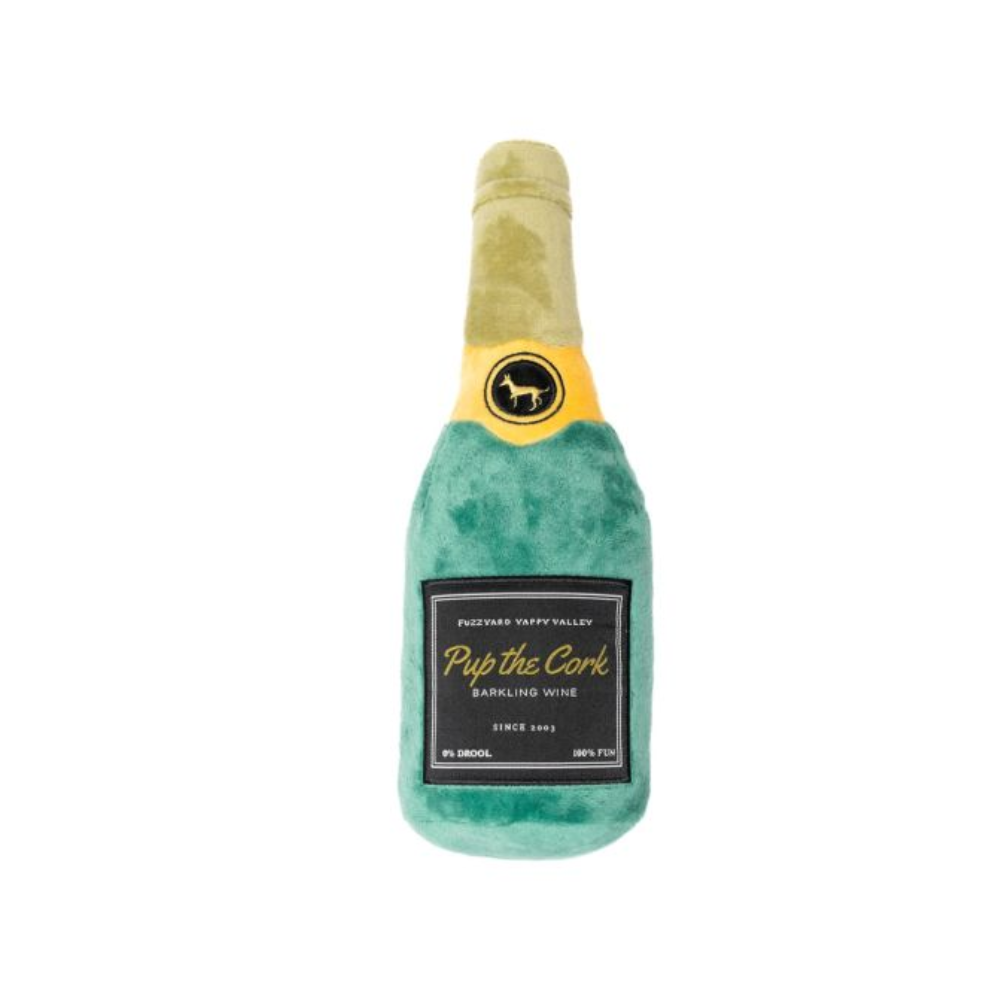 FuzzYard Pup The Cork Sparkling Wine – Pluche Hondenspeelgoed 29 cm
