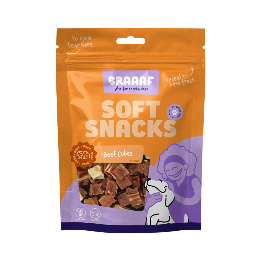 Braaaf Rundvlees Blokjes – Zachte Trainingssnacks 85 g
