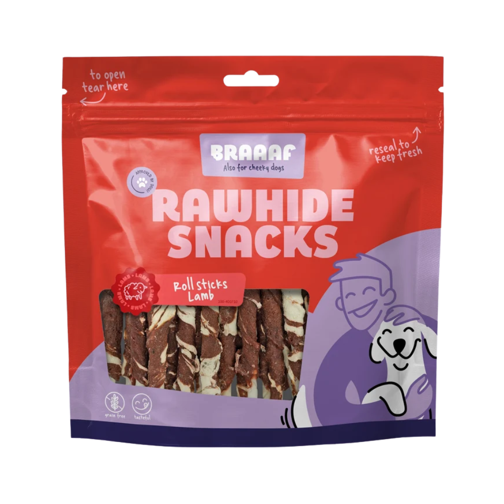 Braaaf Roll Sticks Lam – Kauwsticks met Lam & Kabeljauw 250 g