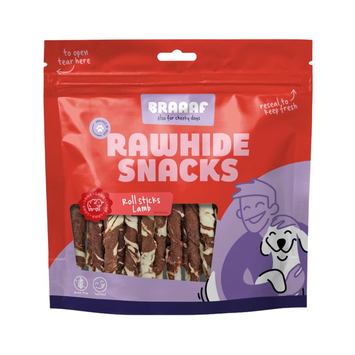 Braaaf Roll Sticks Lam – Kauwsticks met Lam & Kabeljauw 250 g