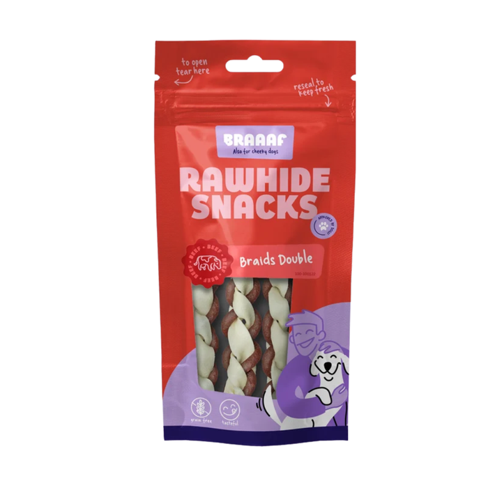 Braaaf Kauwvlecht Dubbel – Runderhuid Kauwsnack 3 stuks