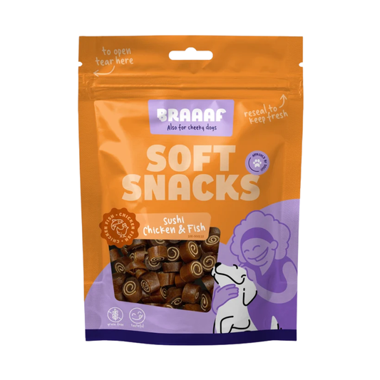 Braaaf Sushi Kip & Vis – Zachte Hondensnacks 85 g