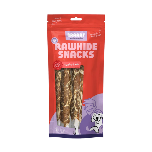 Braaaf Twister Lam Ø 1,5 cm – Kauwsnack 3 stuks