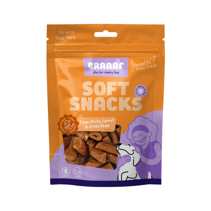 Braaaf Zalmsticks Wortel & Sperzieboon – Trainingssnacks 85 g