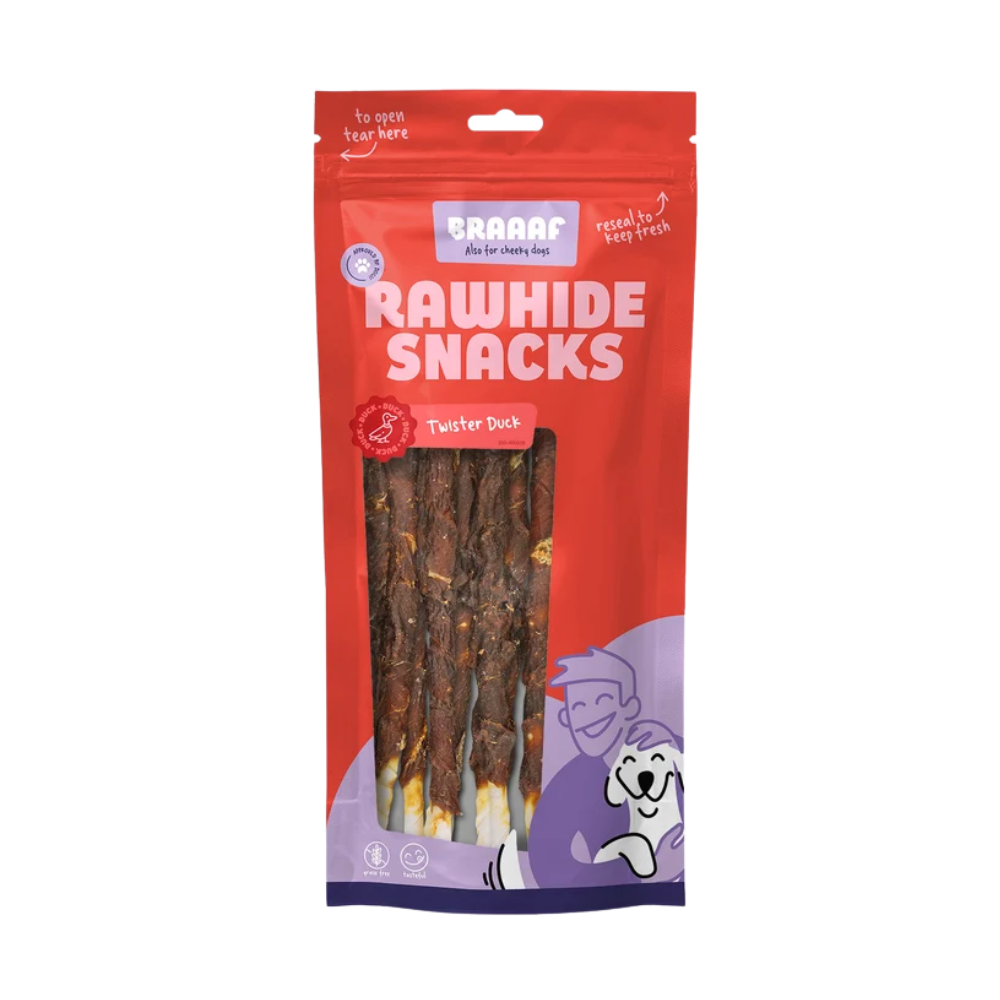 Braaaf Twister Eend Ø 1,5 cm – Kauwsnack 3 stuks