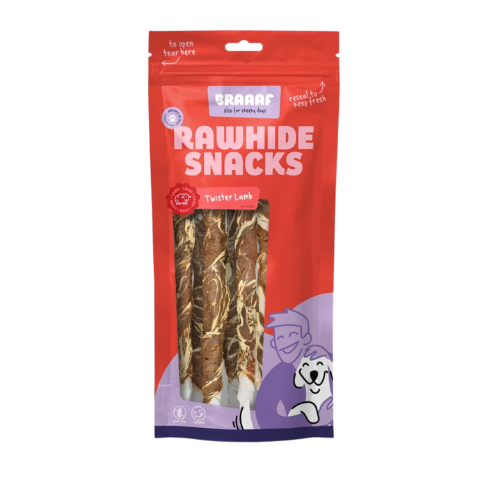 Braaaf Twister Lam Ø 0,8 cm – Kauwsnack 6 stuks