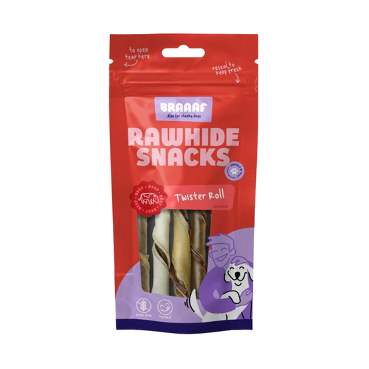 Braaaf Twister Rol – Runderhuid Kauwsnack 5 stuks
