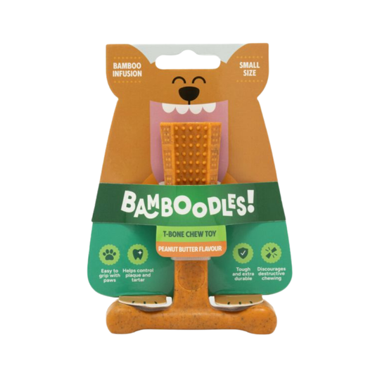 Bamboodles T-Bone Pindakaas – Sterk Kauwspeelgoed voor Honden