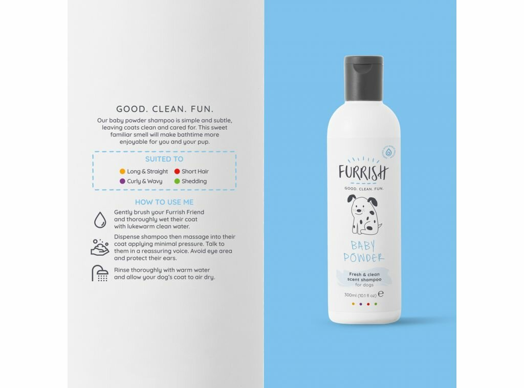 Furrish Baby Powder Shampoo – zoet geurende 2-in-1 shampoo & conditioner (300 ml)