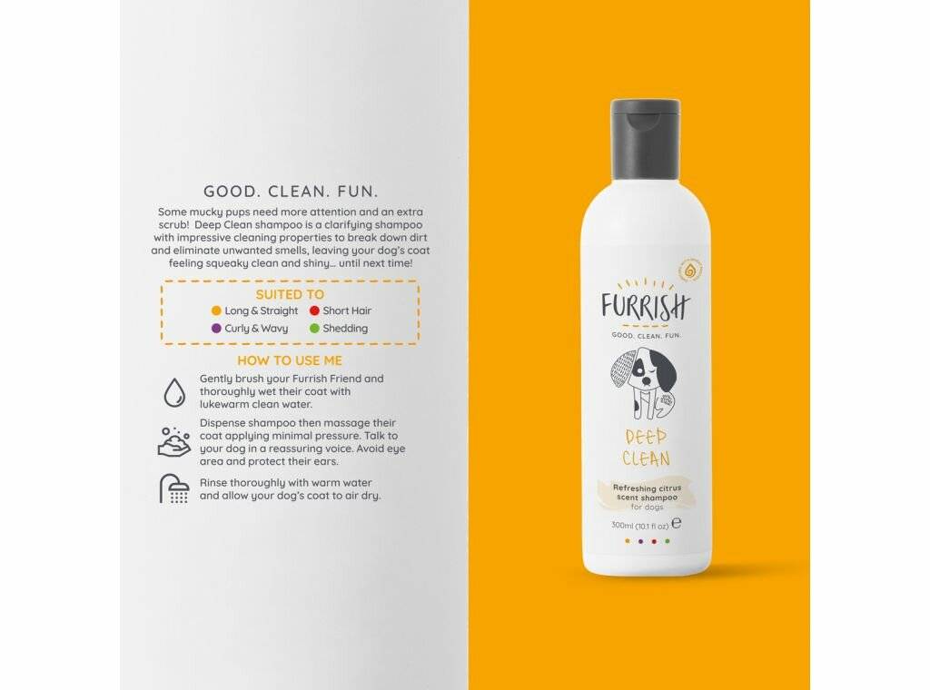 Furrish Deep Clean Shampoo – clarifying shampoo met citrusaroma voor grondige reiniging (300 ml)