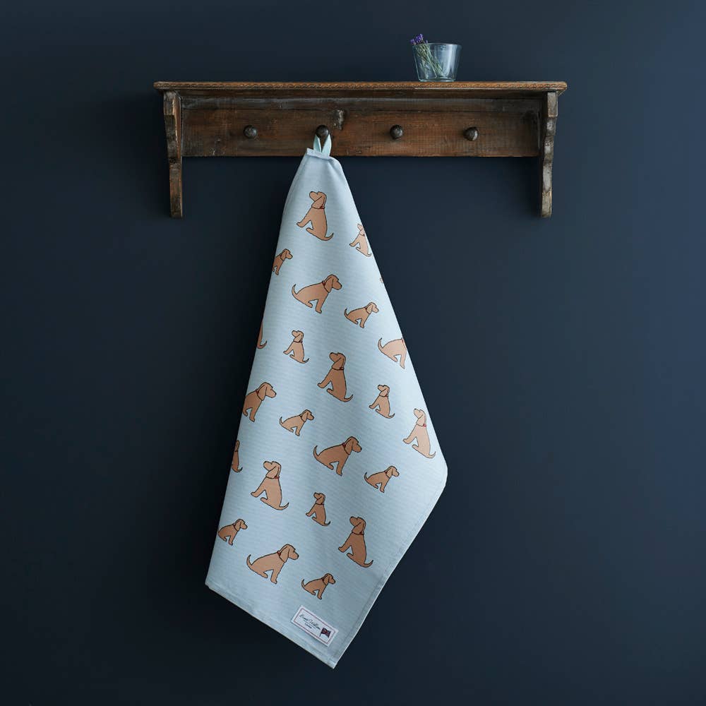 Hondentheedoek met hondenprint – vrolijke katoenen theedoek met hondenras, cadeau voor hondenliefhebbers