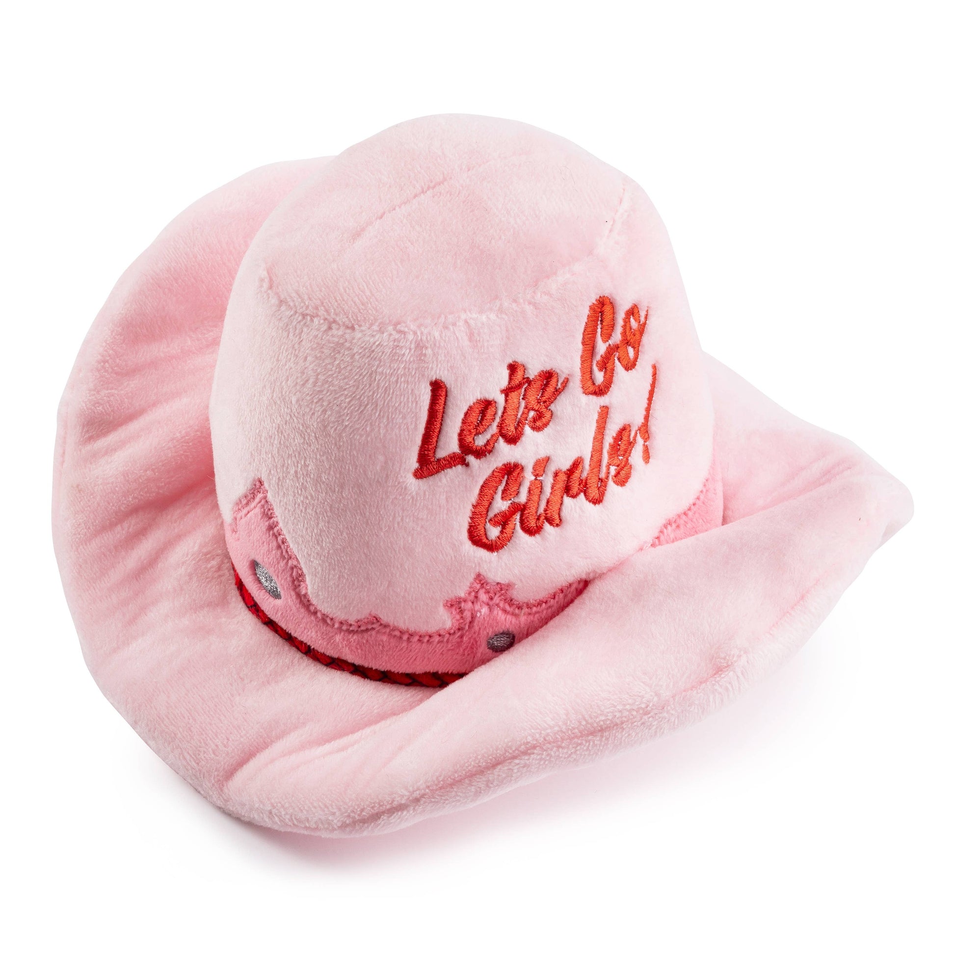 Roze cowgirl-hoed hondenspeelgoed met pieper en knispertextuur voor pups
