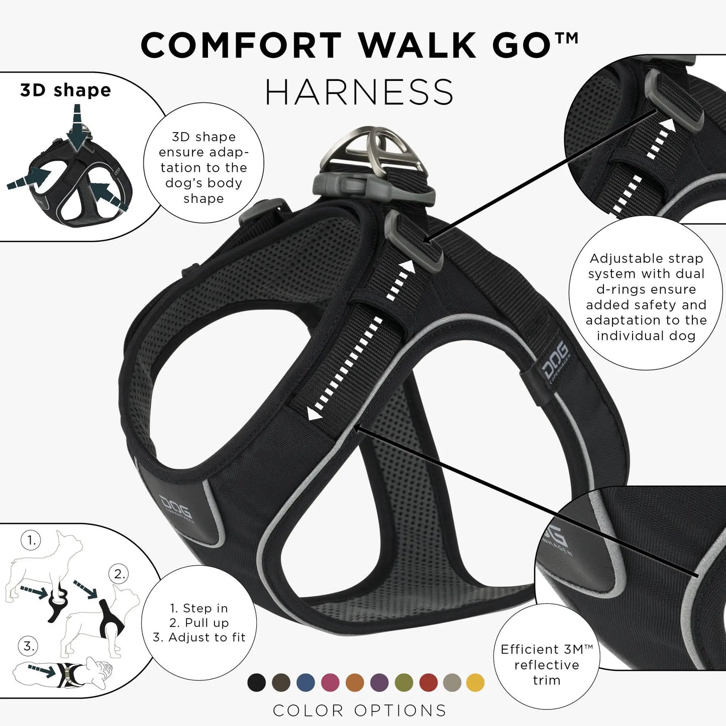 Dog Copenhagen Comfort Walk Go Harness Zwart