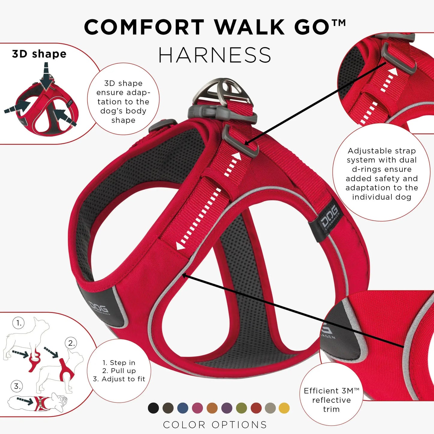 Dog Copenhagen Comfort Walk Go Harness Rood