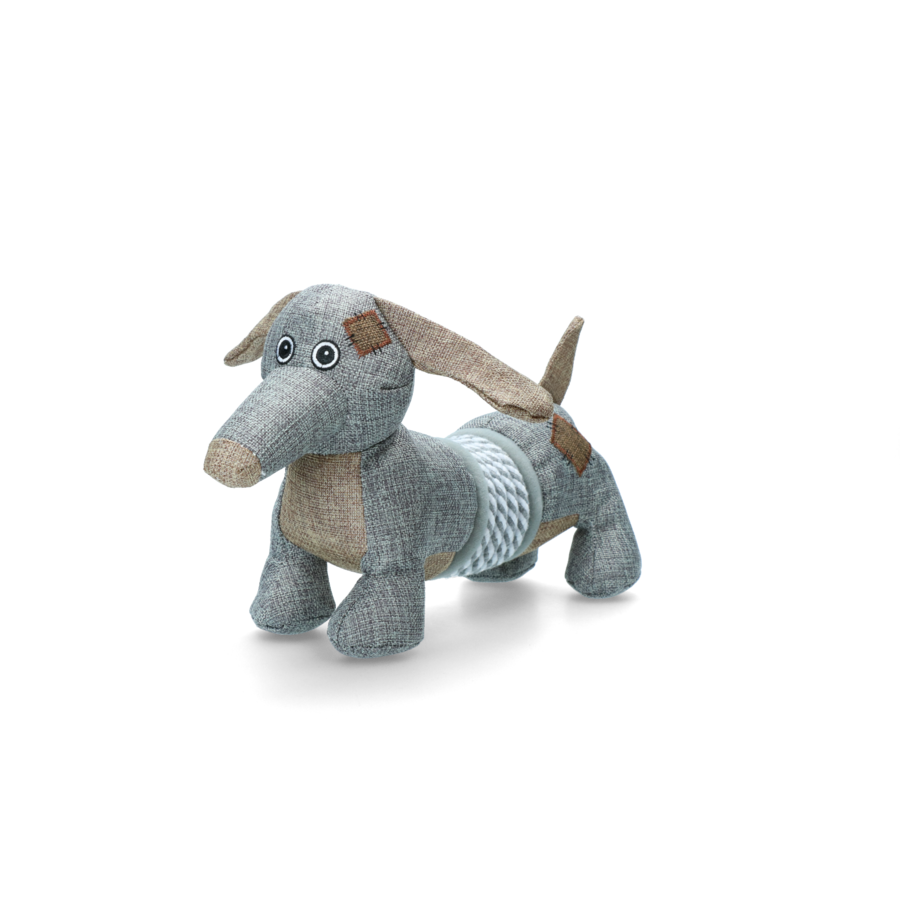 Country Dog Slinky met Trekveer – Duurzaam Pluche Hondenspeeltje met 2 Piepers