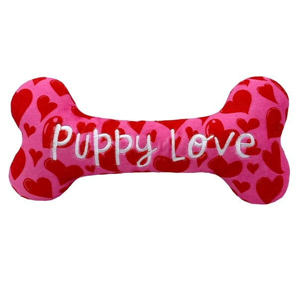 PuppyLove botje pluche hondenspeelgoed met pieper 21 cm