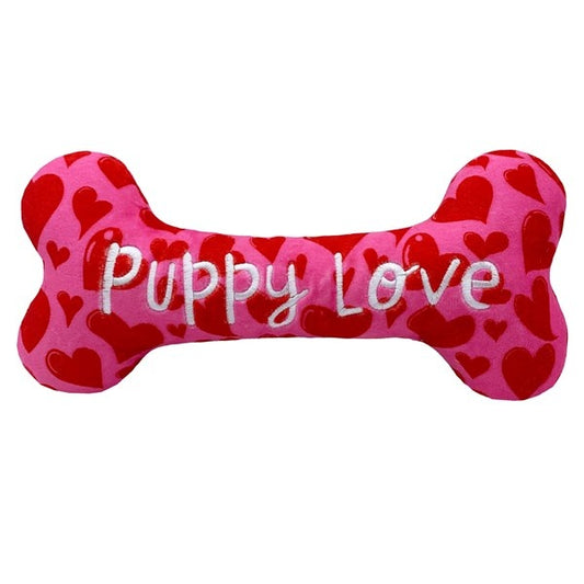 PuppyLove botje pluche hondenspeelgoed met pieper 21 cm