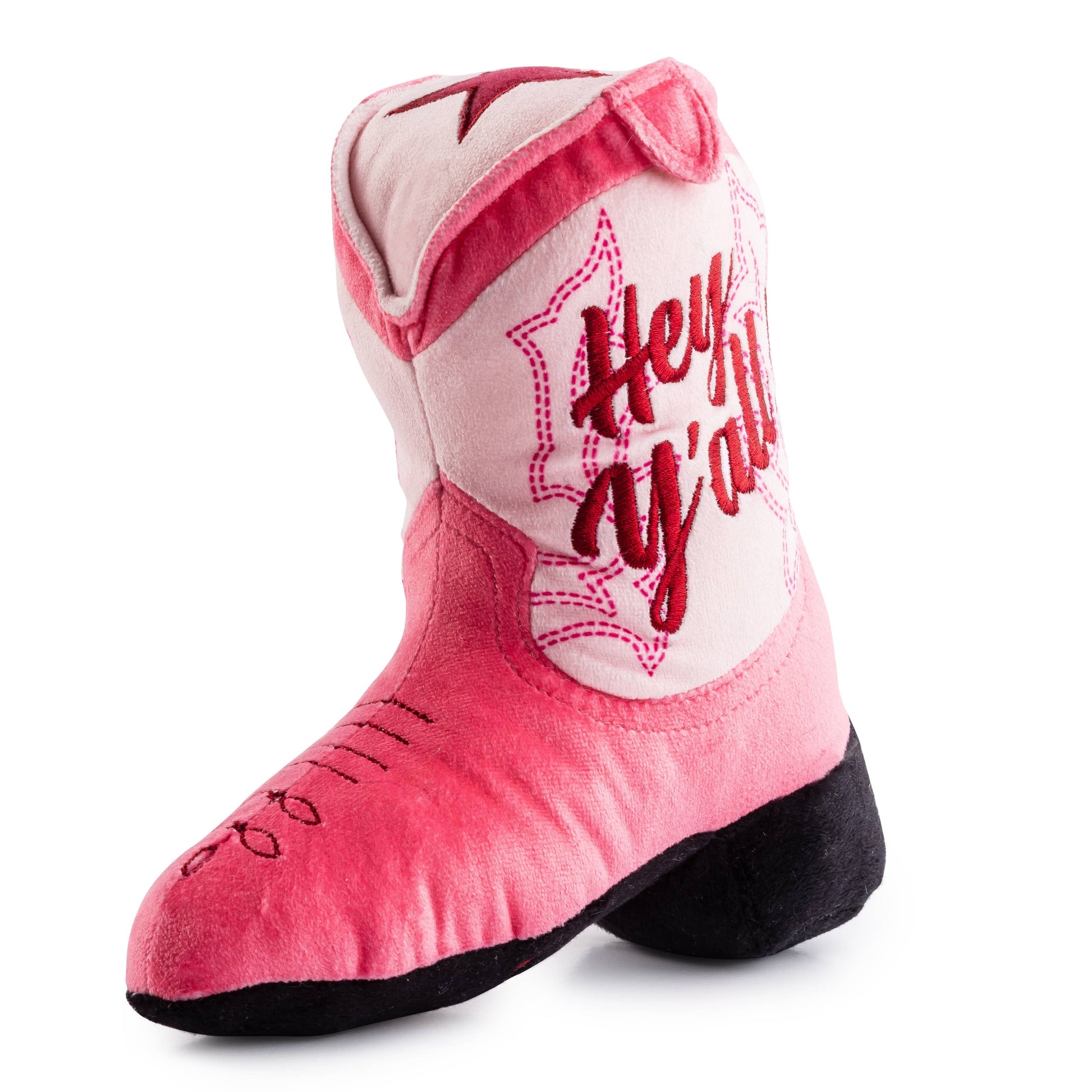 Roze cowgirl laars hondenspeelgoed – pluche speeltje met touw en pieper voor pups 🤠