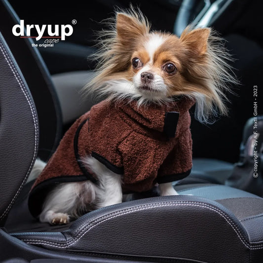 dryup® Cape Nano Hondenbadjas - Bruin 15 - 25 cm