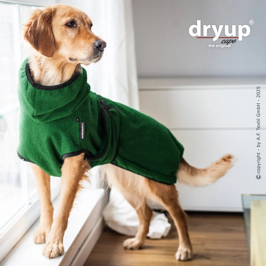 dryup® Cape Hondenbadjas - Donkergroen maat XS - XXL
