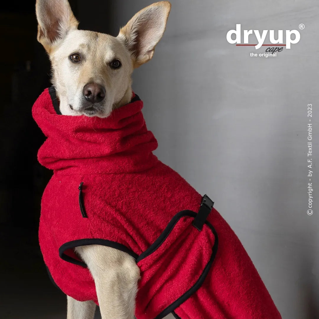dryup® Cape Hondenbadjas - Red Pepper (rood) maat XS - XXL