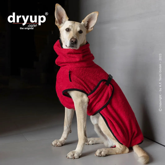 dryup® Cape Hondenbadjas - Red Pepper (rood) maat XS - XXL