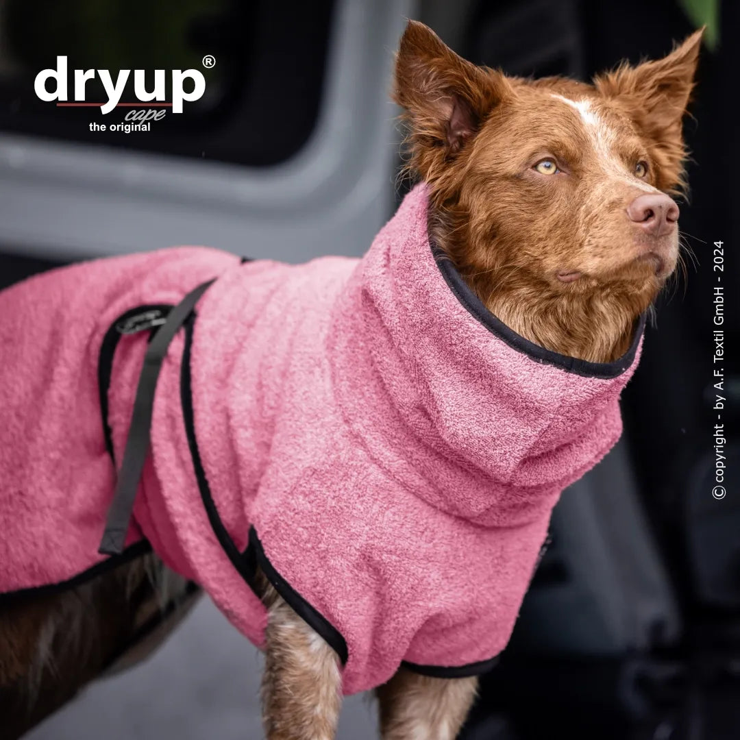dryup® Cape Hondenbadjas - Rosé maat XS - XXL