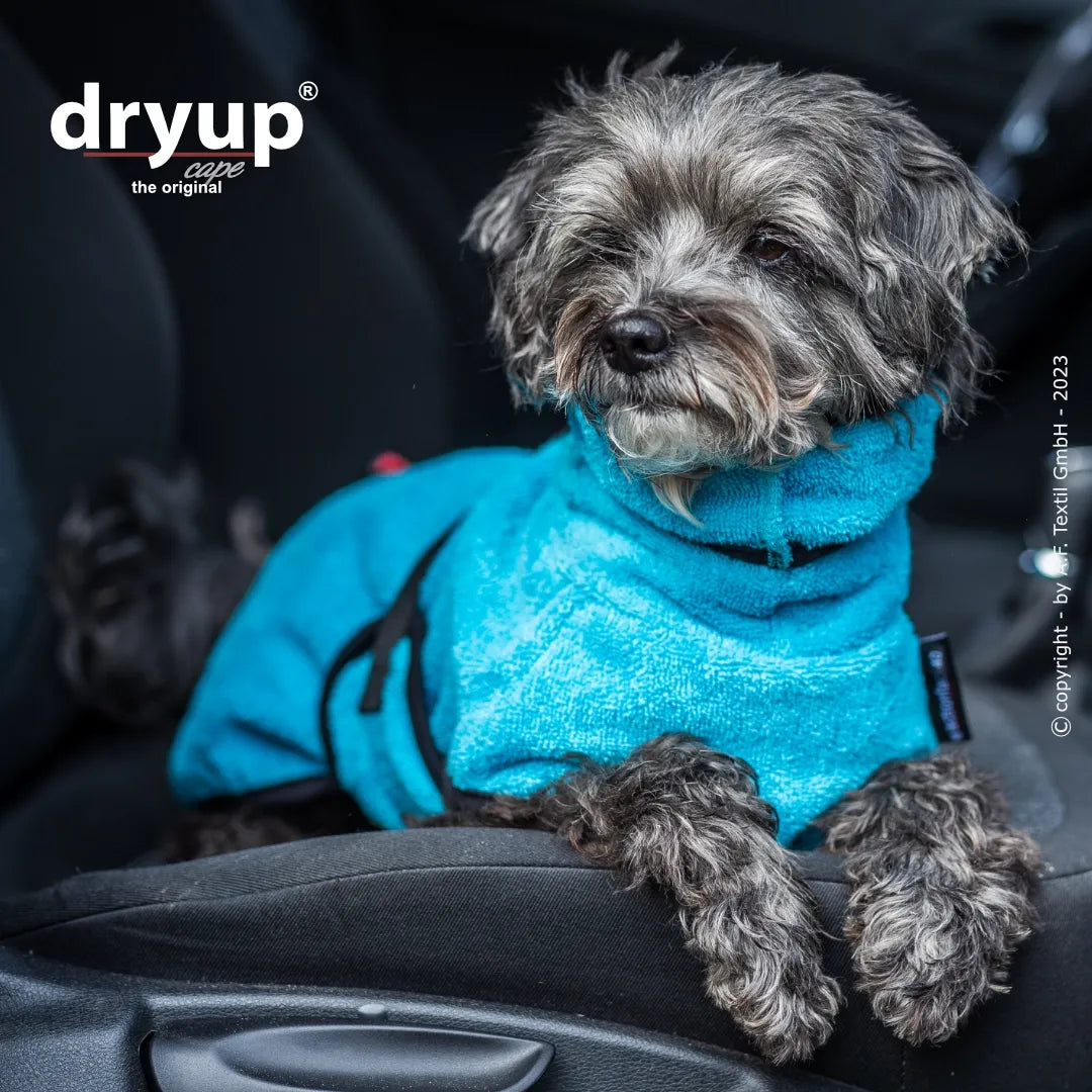 dryup® Cape Mini Hondenbadjas - Cyan 30 - 45 cm